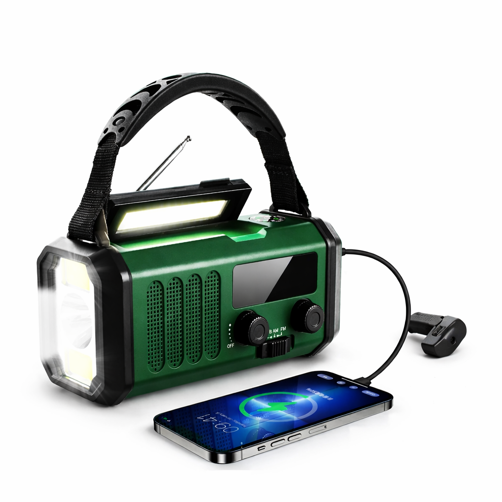 Emergency NOAA Weather Radio with Solar Hand Crank and SOS Power Bank