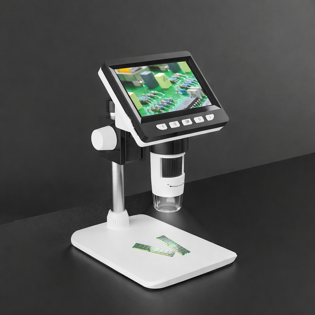 Digital Coin and Soldering Microscope with 1000X Zoom and 4.3 Inch IPS