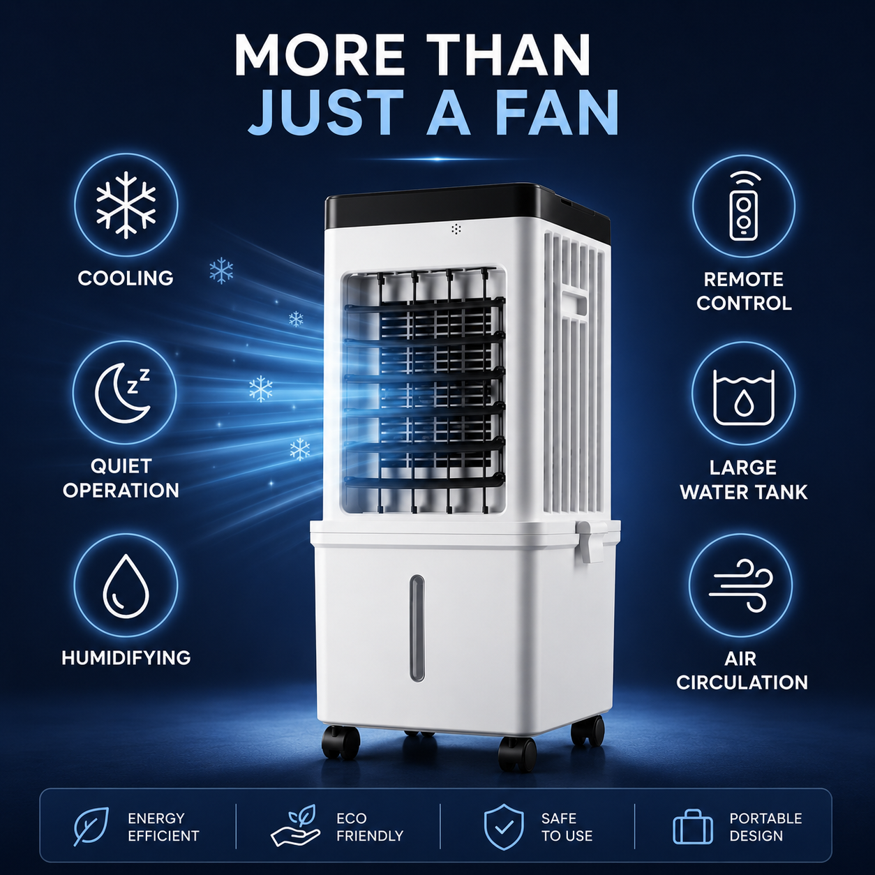 Compact 3-in-1 air cooler in a modern interior