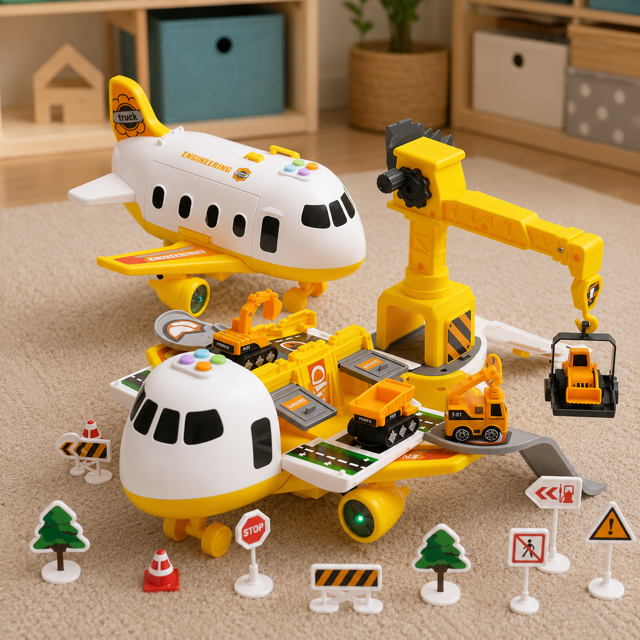 Durable Airplane and Transport Toy Set for Kids Exploration – Fun Educational Play Set for Kids & Toddlers