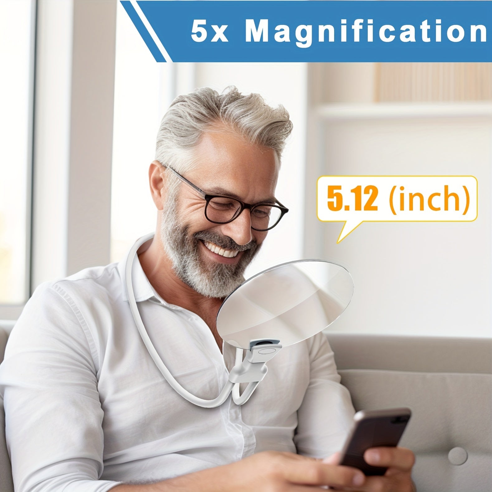 CarterLens | Ergonomic Adjustable 5X Hands-Free Magnifying Glass