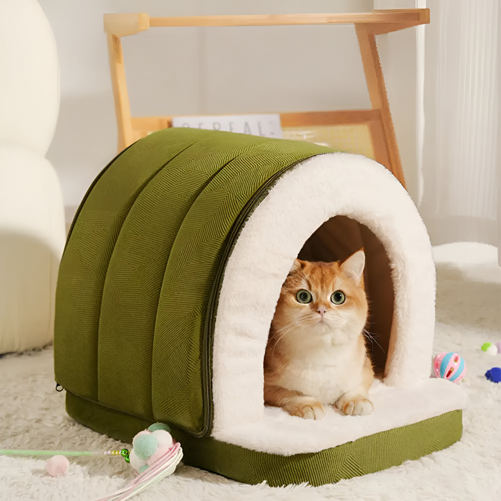 Covered Cat Bed Tent | 2-in-1 Small Dog Cave & Indoor Pet House