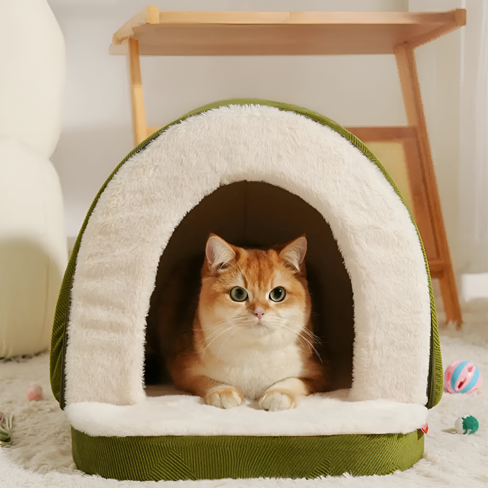 Covered Cat Bed Tent | 2-in-1 Small Dog Cave & Indoor Pet House