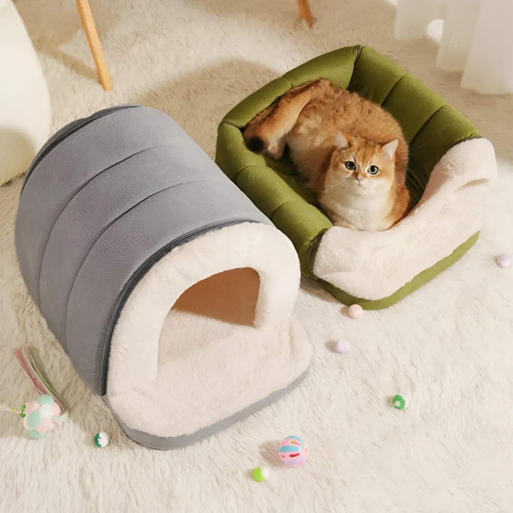 Covered Cat Bed Tent | 2-in-1 Small Dog Cave & Indoor Pet House