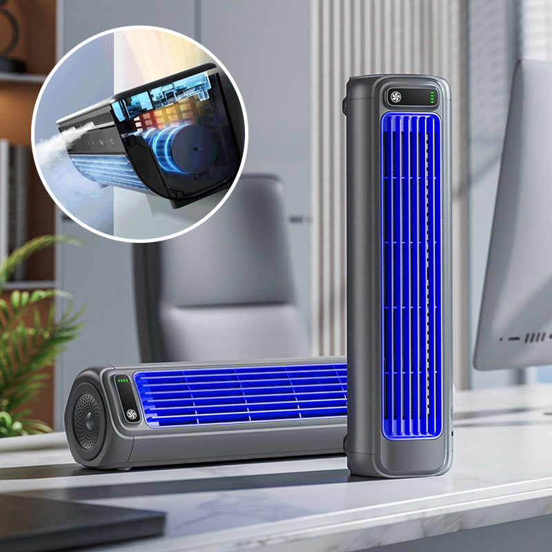 Portable Rechargeable Air Cooling Fan with Wall Mount for Personal Use