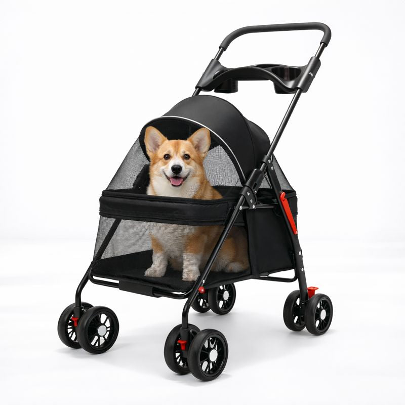 Comfort Pet Gear Dog Stroller – Lightweight Foldable Mesh Pet Carriage for Small Dogs & Cats on the Go