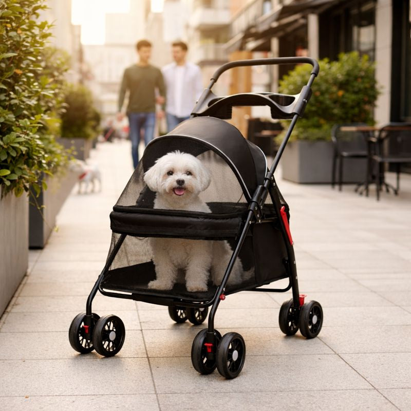 Comfort Pet Gear Dog Stroller – Lightweight Foldable Mesh Pet Carriage for Small Dogs & Cats on the Go