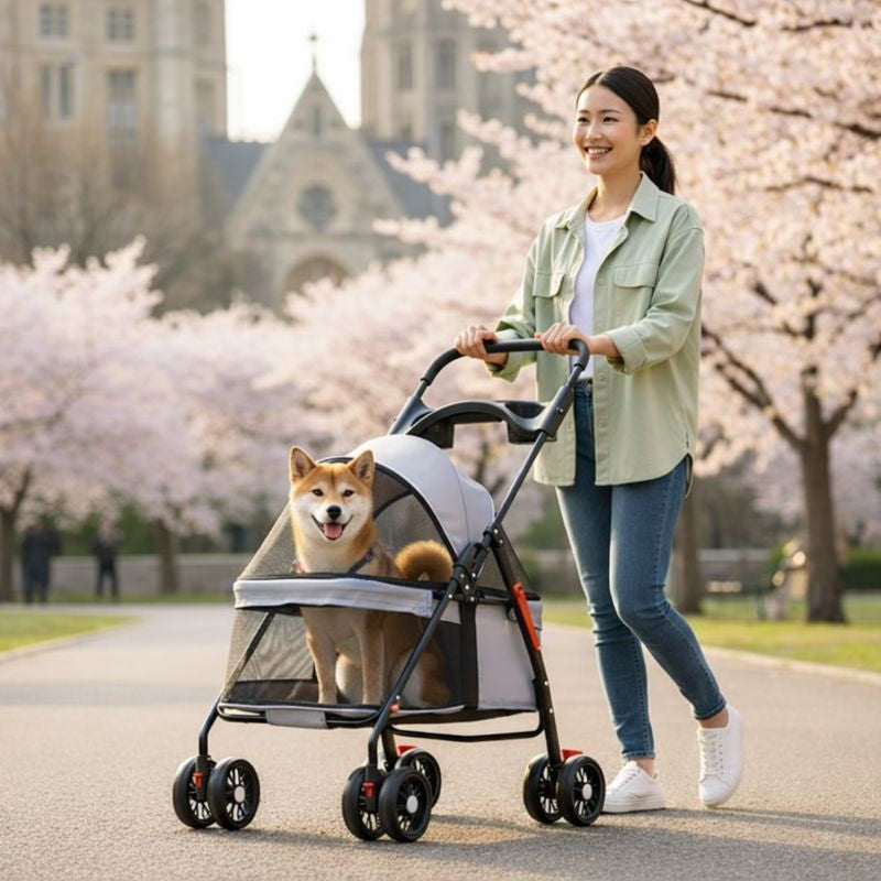 Comfort Pet Gear Dog Stroller – Lightweight Foldable Mesh Pet Carriage for Small Dogs & Cats on the Go