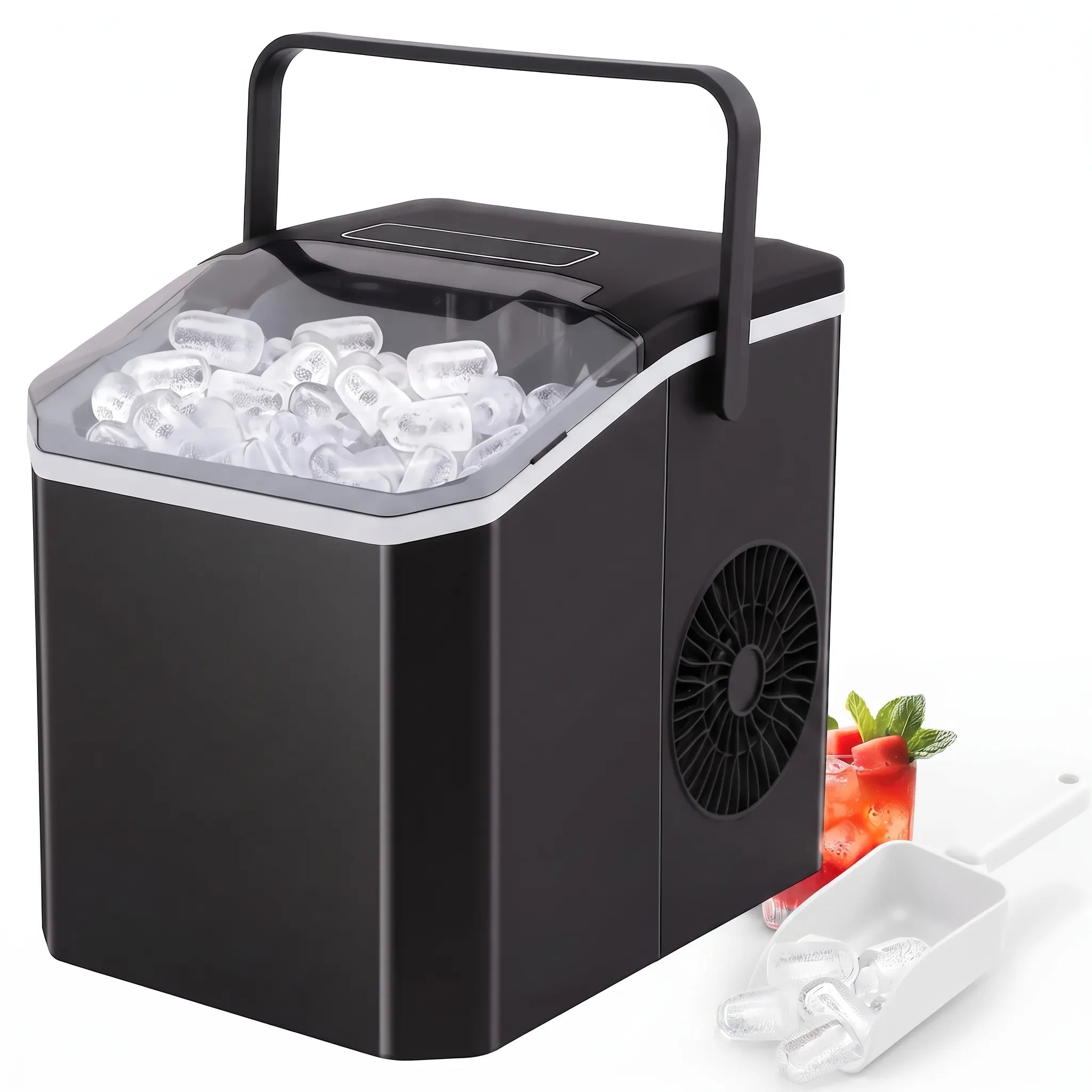 Countertop ice maker producing ice