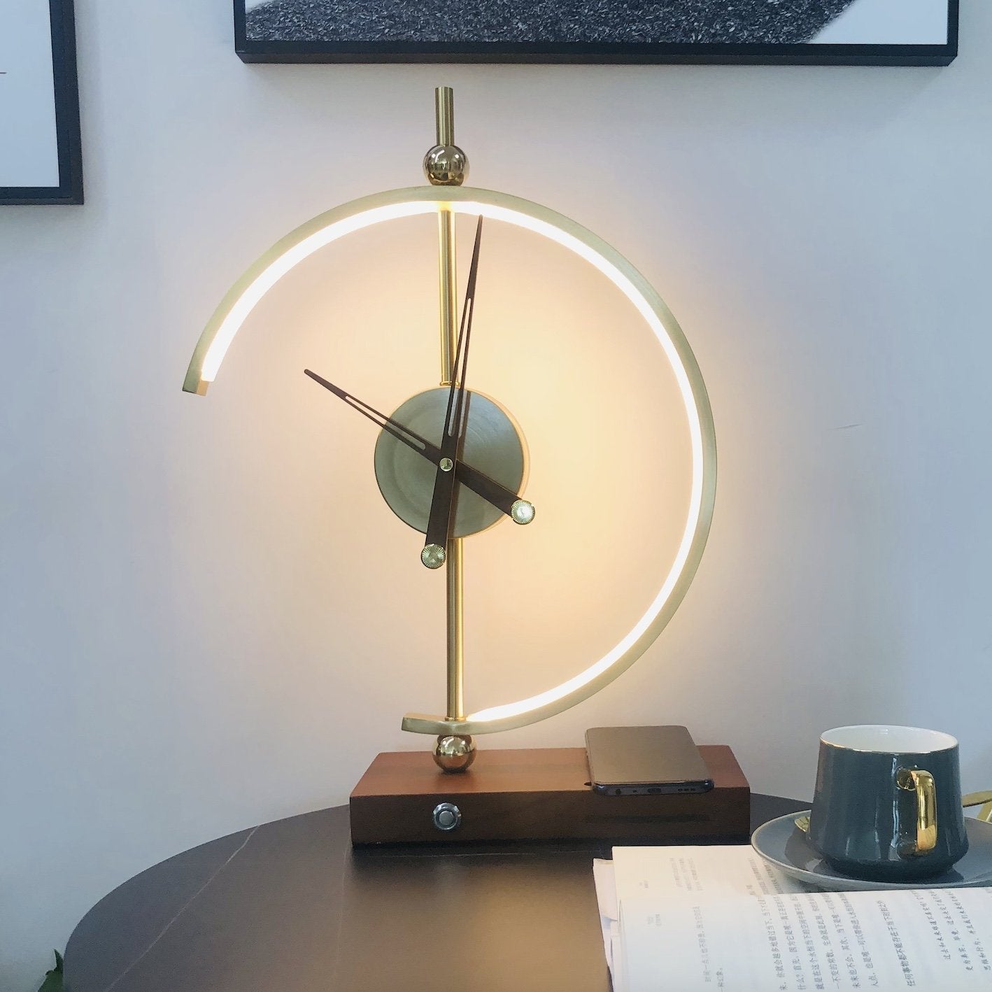 Dimmable LED Desk Lamp with Wireless Charging and Digital Clock