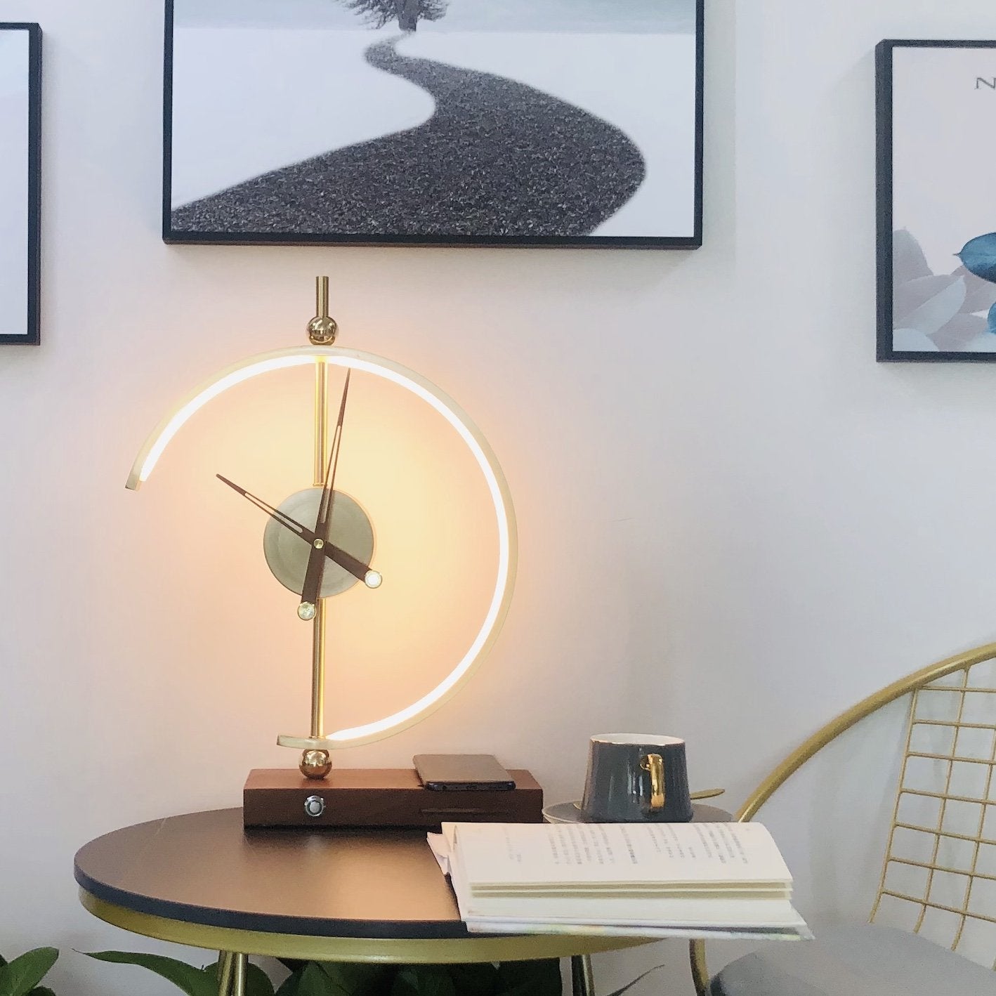 Dimmable LED Desk Lamp with Wireless Charging and Digital Clock