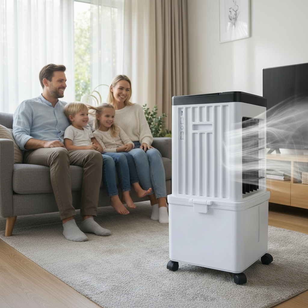 Portable air conditioner in a home office
