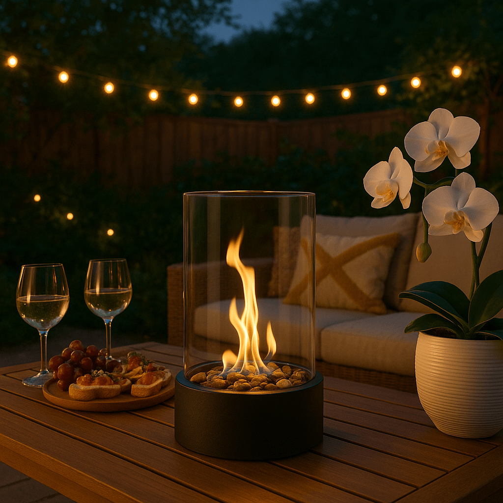 Rounded Tabletop Bioethanol Fire Pit | Smokeless Ventless Fireplace