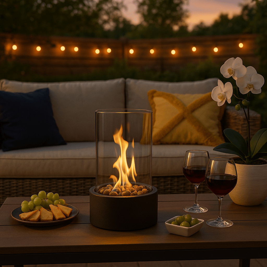 Rounded Tabletop Bioethanol Fire Pit | Smokeless Ventless Fireplace