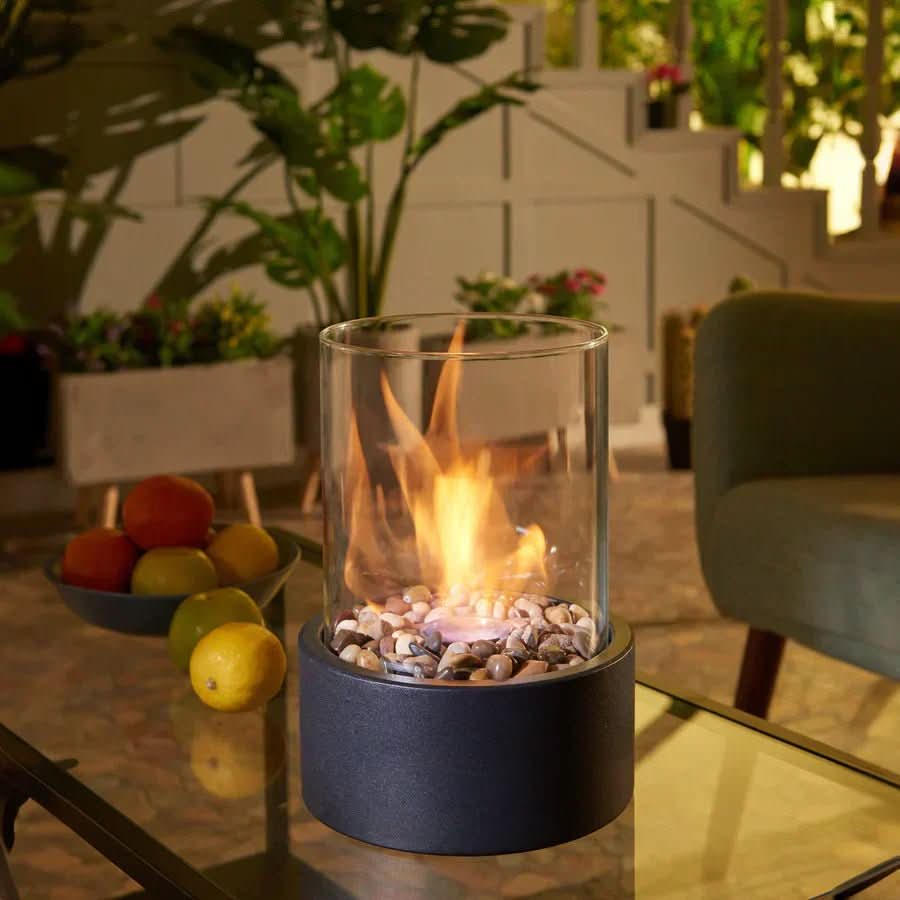 Rounded Tabletop Bioethanol Fire Pit | Smokeless Ventless Fireplace