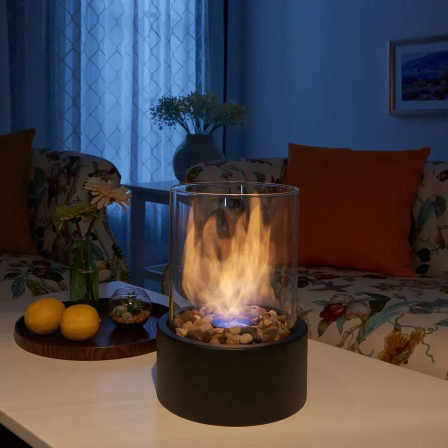 Rounded Tabletop Bioethanol Fire Pit | Smokeless Ventless Fireplace