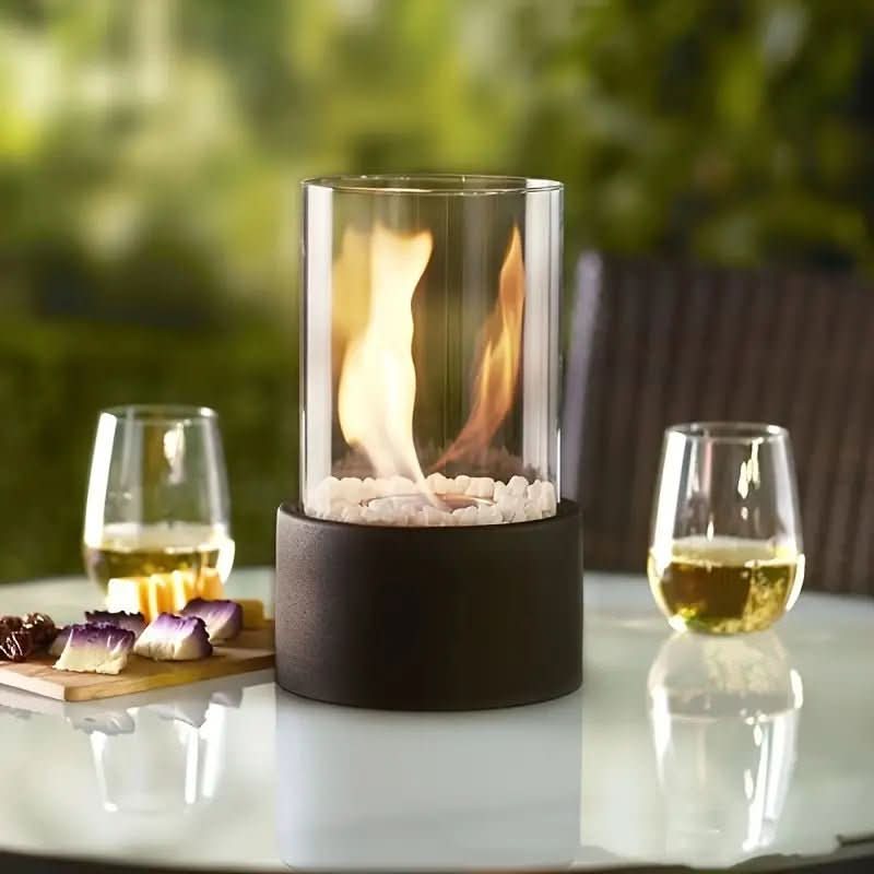 Rounded Tabletop Bioethanol Fire Pit | Smokeless Ventless Fireplace