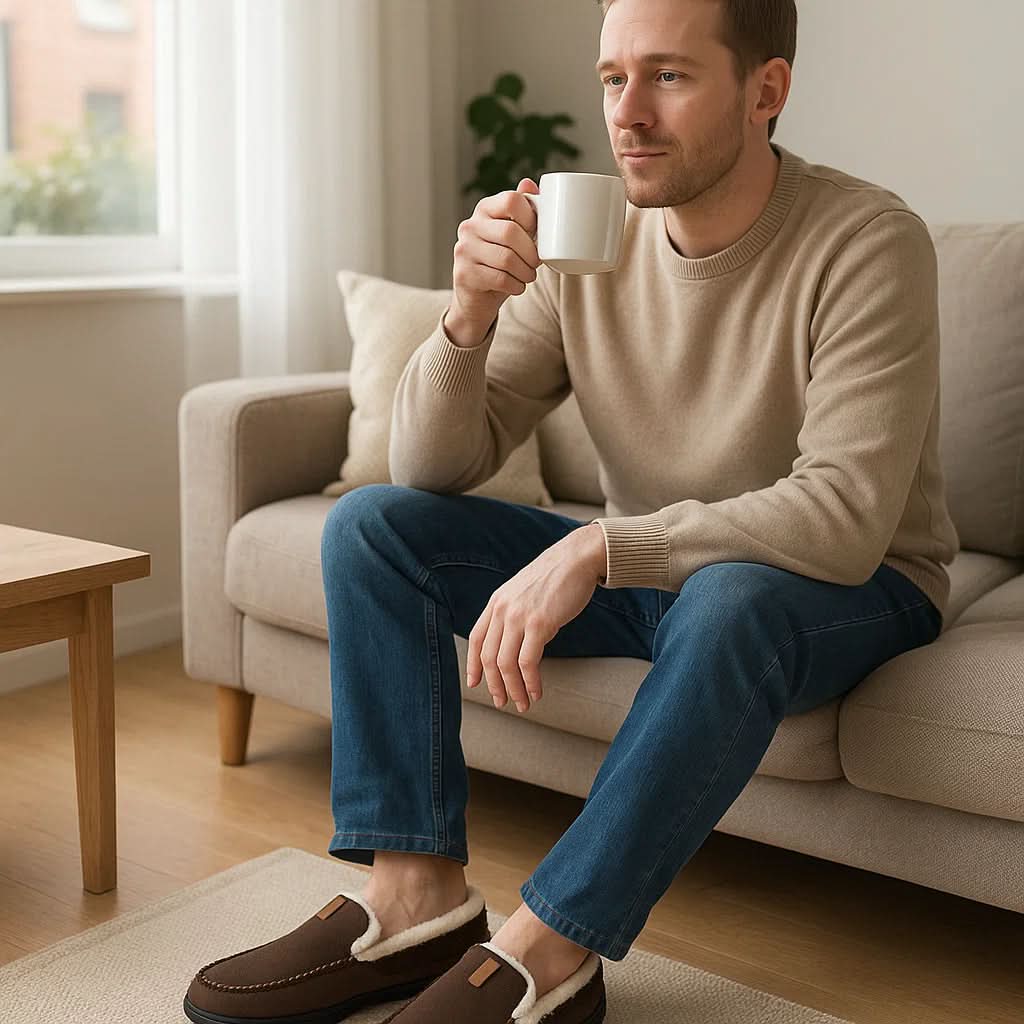Cosy Sheep's Wool Loafer Slippers - Warm Breathable Indoor House Shoes for Cold Mornings and Relaxing Evenings