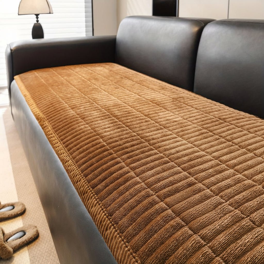 Quilted Microfiber Sofa Cover for Pet and Family Protection - Soft Non-Slip Couch Slipcover and Throw