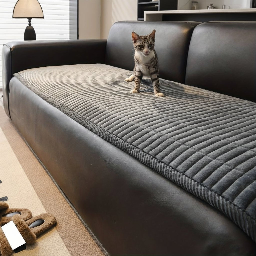 Quilted Microfiber Sofa Cover for Pet and Family Protection - Soft Non-Slip Couch Slipcover and Throw