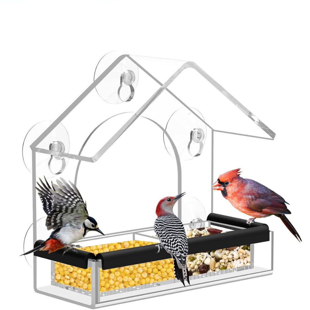 ClearView | Sturdy Modern Acrylic Window Bird Feeder for Nature Watching