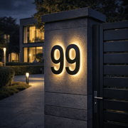 Customizable LED House Number Sign with Backlight - Modern Illuminated Address Plaque for Outdoor Walls