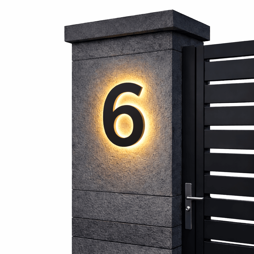 Customizable LED House Number Sign with Backlight - Modern Illuminated Address Plaque for Outdoor Walls