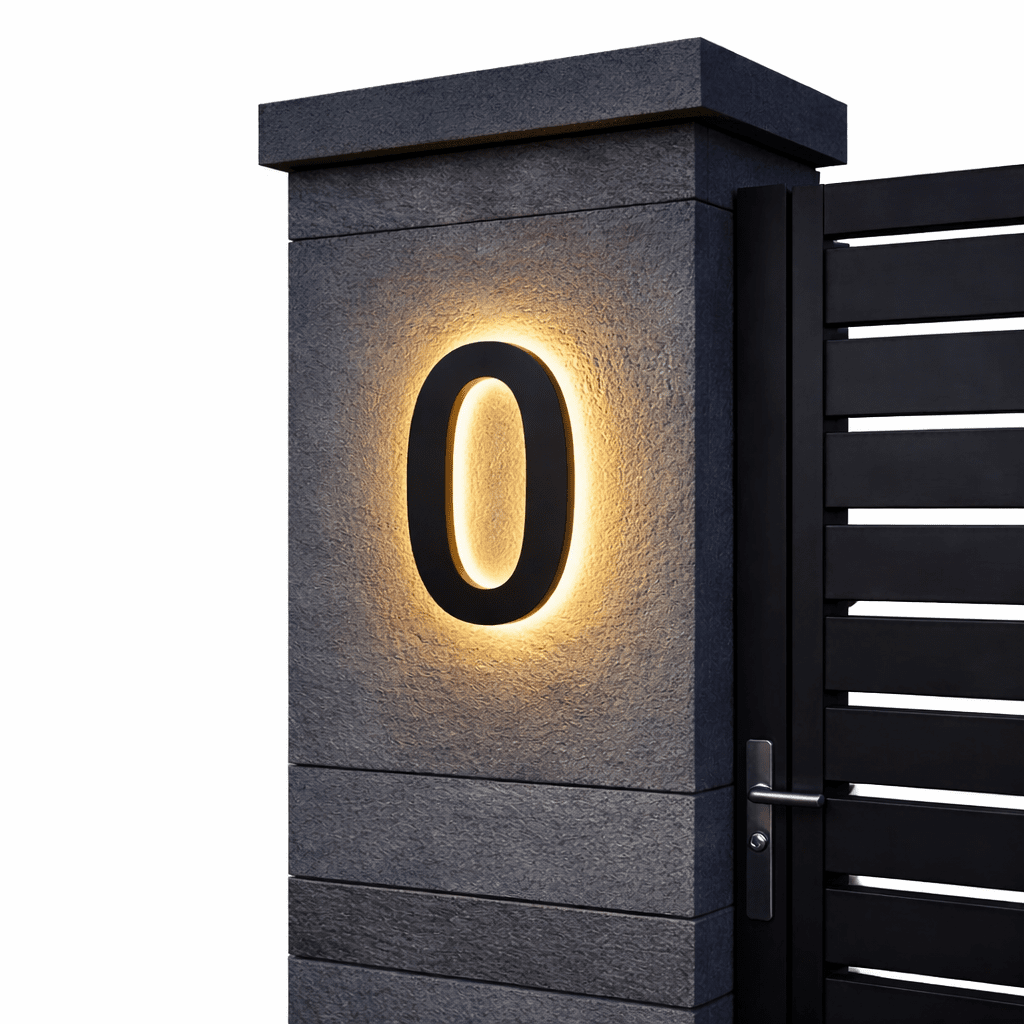 Customizable LED House Number Sign with Backlight - Modern Illuminated Address Plaque for Outdoor Walls