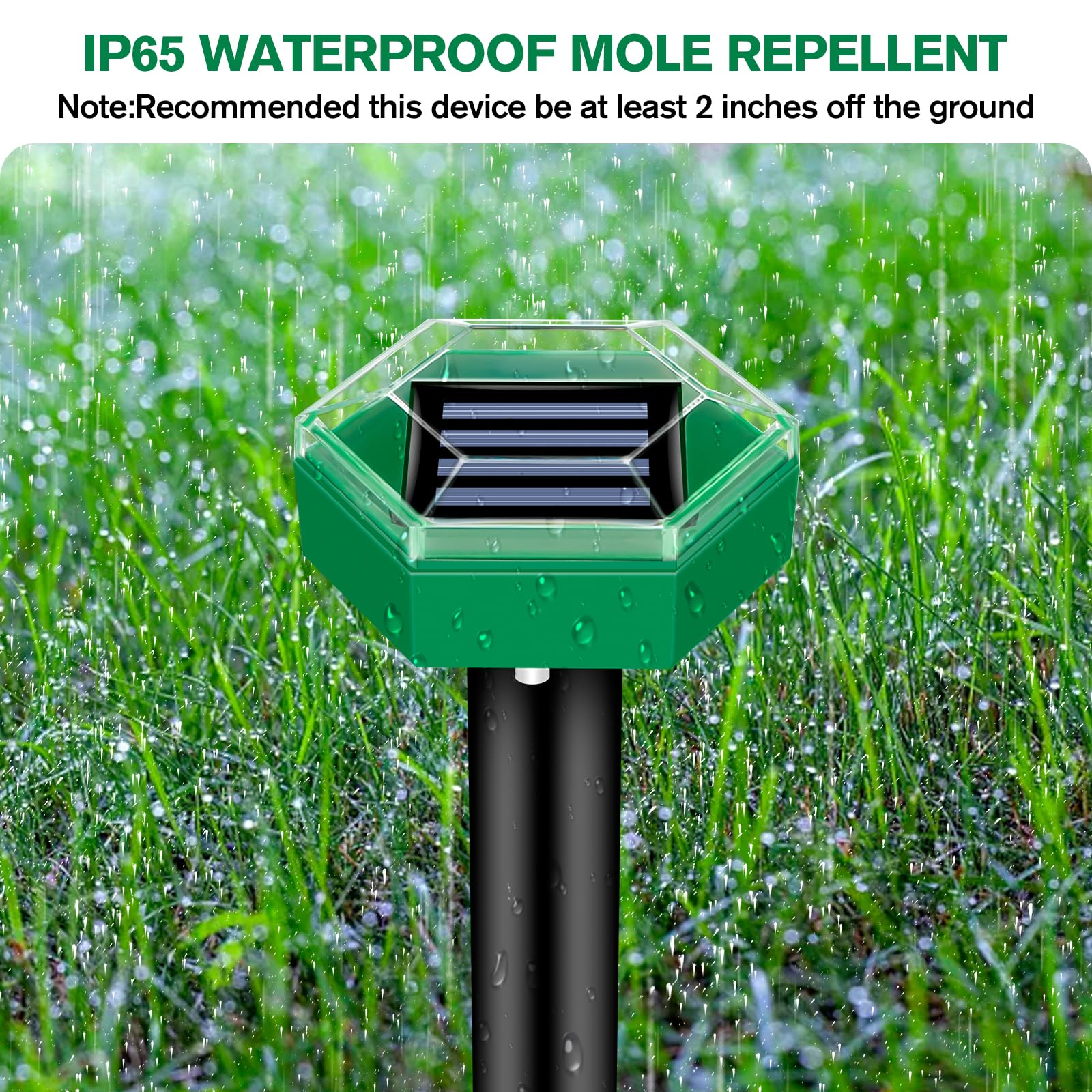 Ultrasonic Mole Repeller Spikes | Solar Gopher & Vole Pest Control (4 Pack)