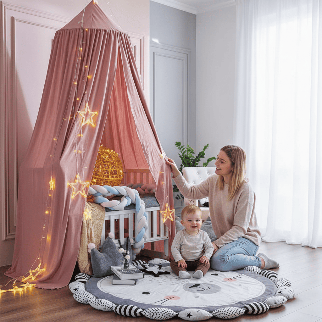 Kids Bed Canopy & Nursery Tent | Hanging Crib Drape & Decor