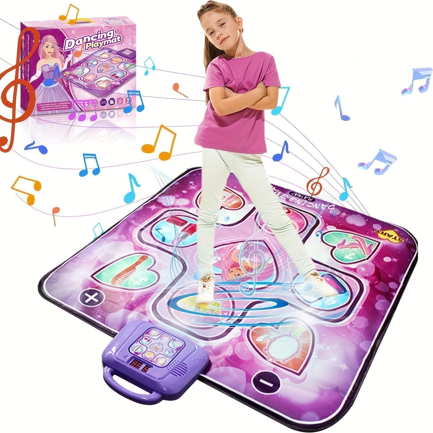 Interactive Kids Dance Mat with Music & Scoring – Screen-Free Active Play Gaming Playmat in Pink