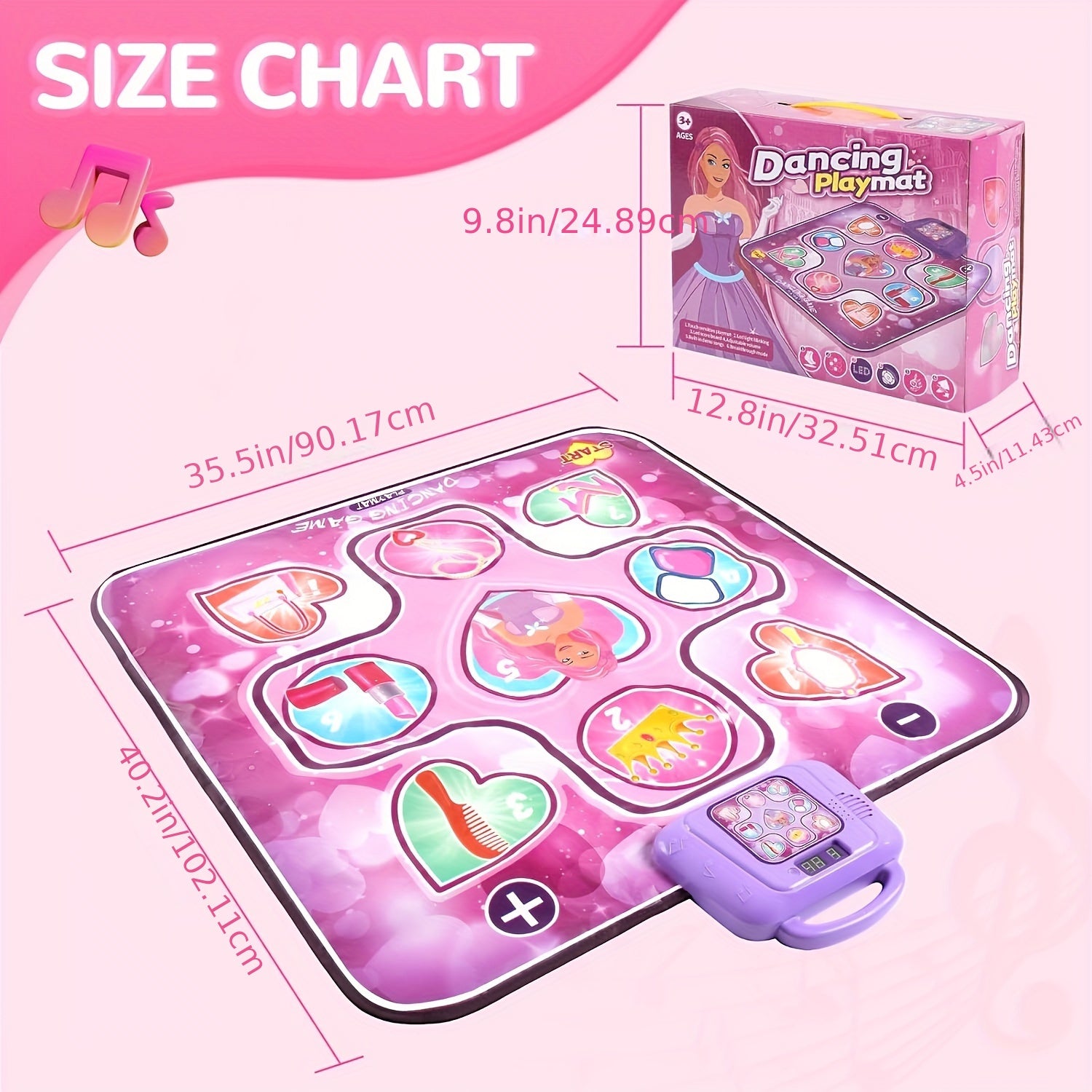 Interactive Kids Dance Mat with Music & Scoring – Screen-Free Active Play Gaming Playmat in Pink