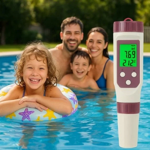 Digital 7-in-1 Pool Water Tester with Mobile App – Electronic Test Kit for Pools, Spas & Hot Tubs