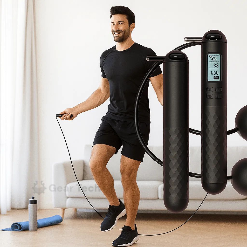 Indoor Ropeless Jump Rope | Weighted Home Gym Fitness Tracker