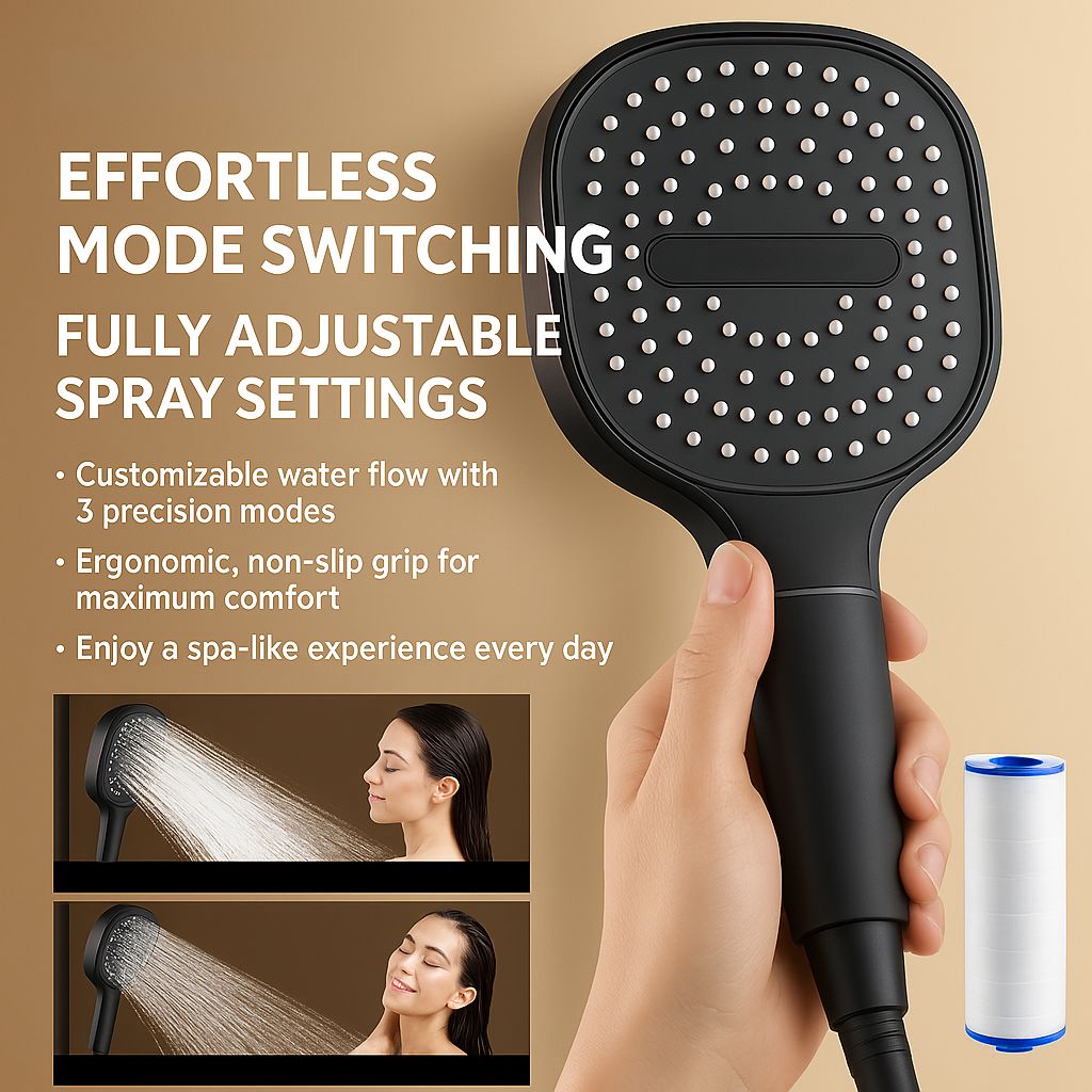 High Pressure Filtered Shower Head | Hard Water Softener & Purifier