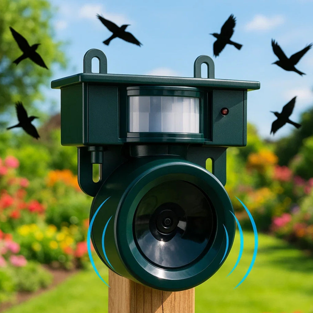 Solar Bird Repeller with Motion Sensor and Sound Deterrent