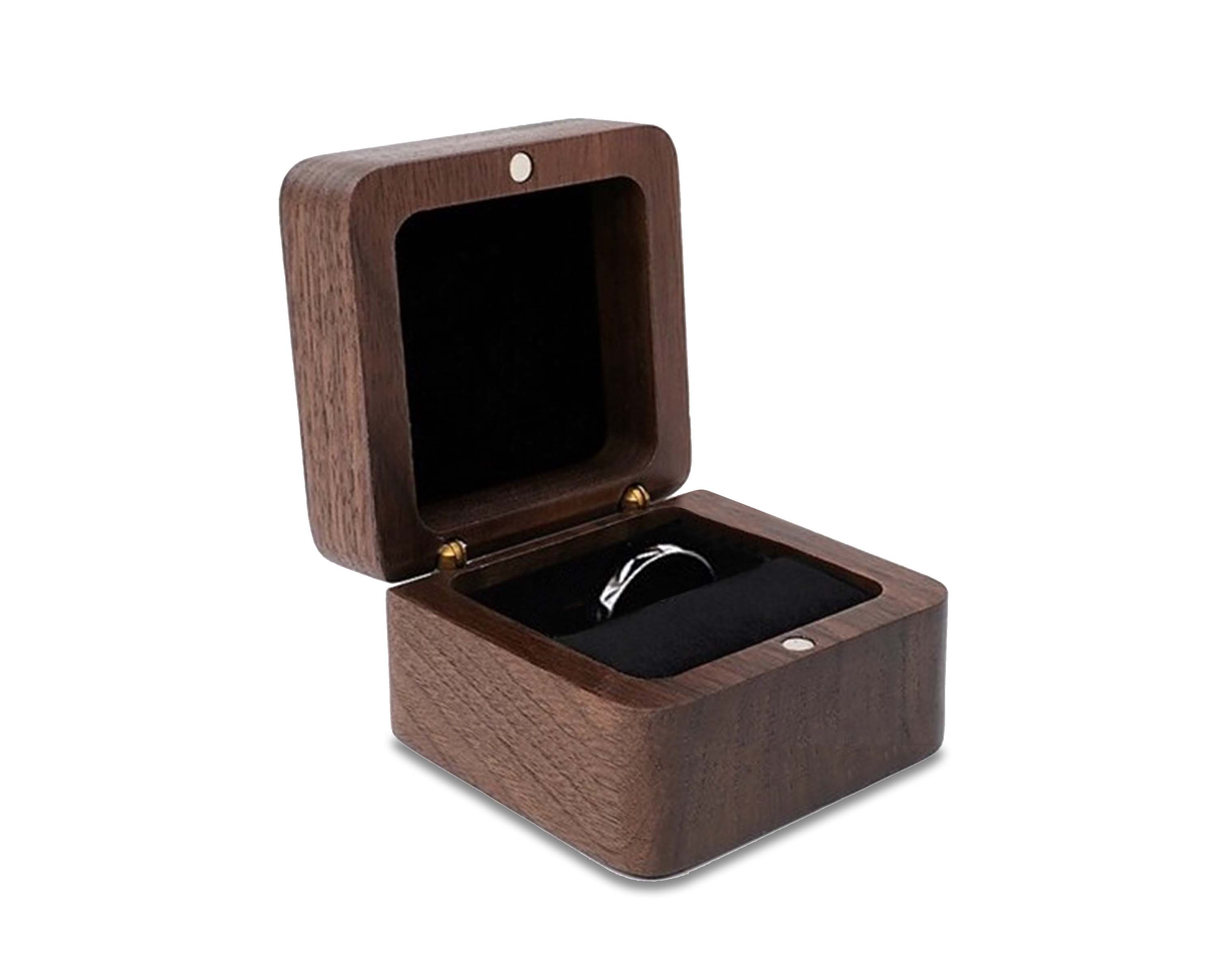 Handmade Teak Wood Ring Box and Jewelry Storage Case