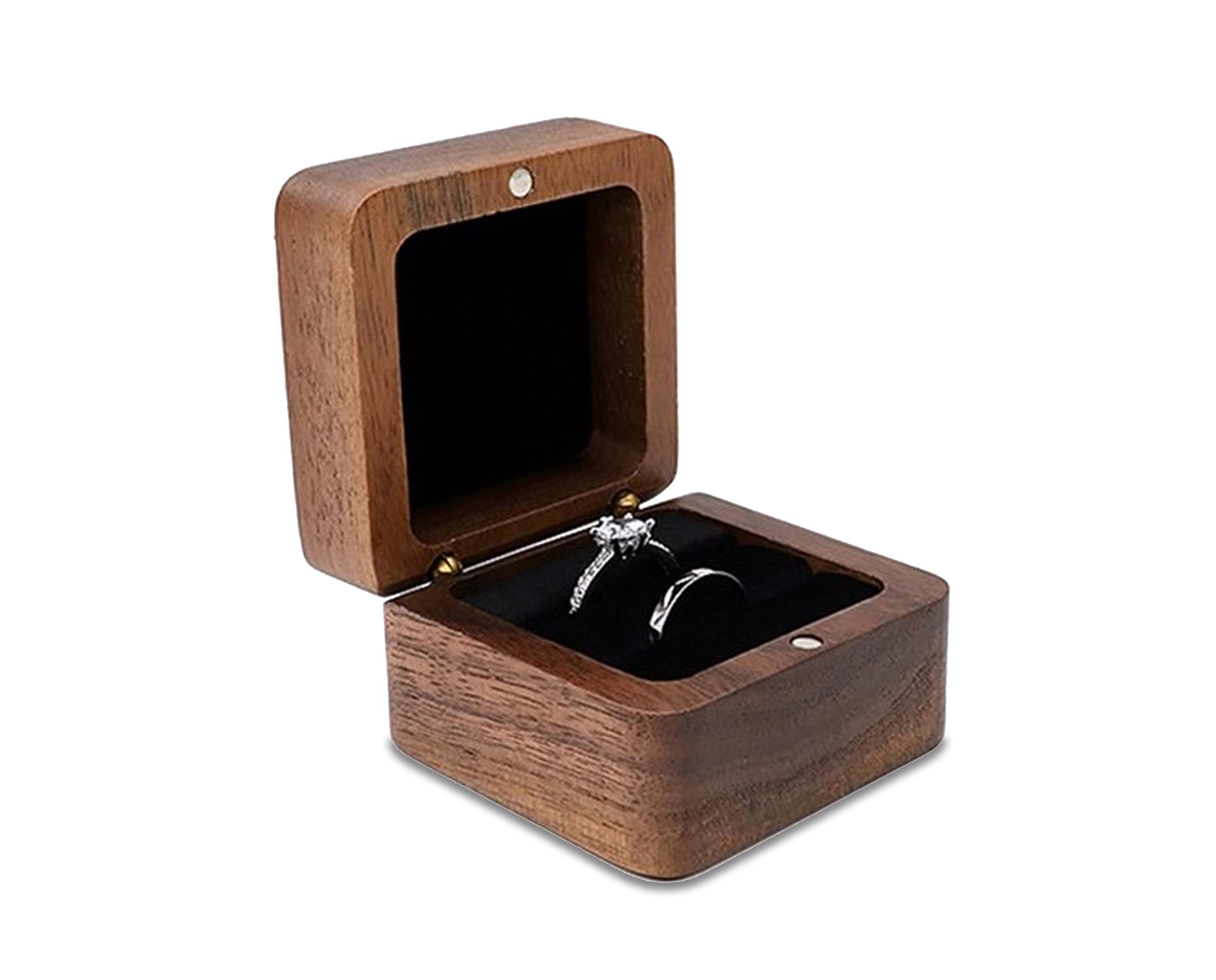 Handmade Teak Wood Ring Box and Jewelry Storage Case
