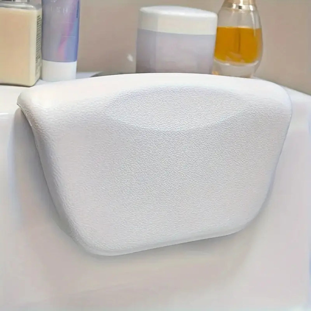 Memory Foam Bath Pillow | Non-Slip Suction Cup Head & Neck Support