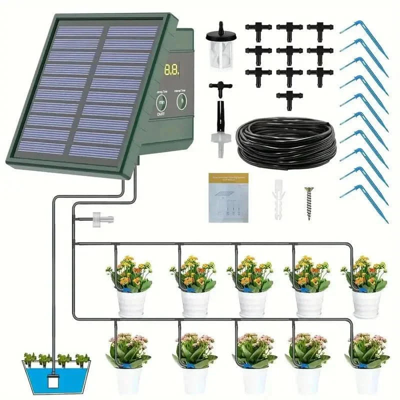 Solar powered garden watering system