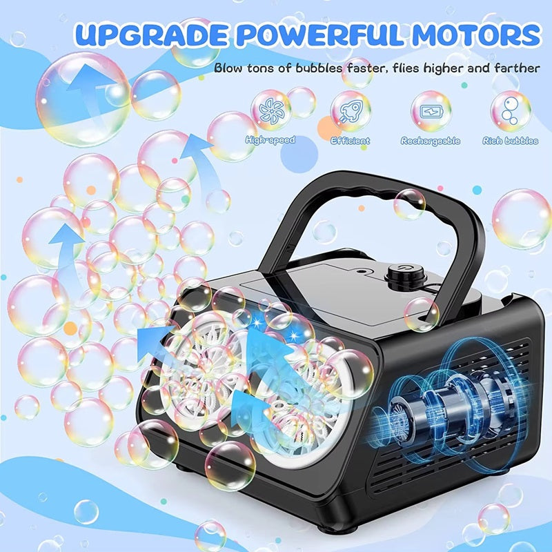 Electric Bubble Machine with Dual Fans – High-Output Portable Bubble Maker for Parties, Weddings & Backyard Fun