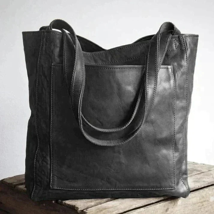 Stylish Elegant Black Shoulder Bag Made from Durable PU Leather – Adjustable Strap and Organized Interior Compartments