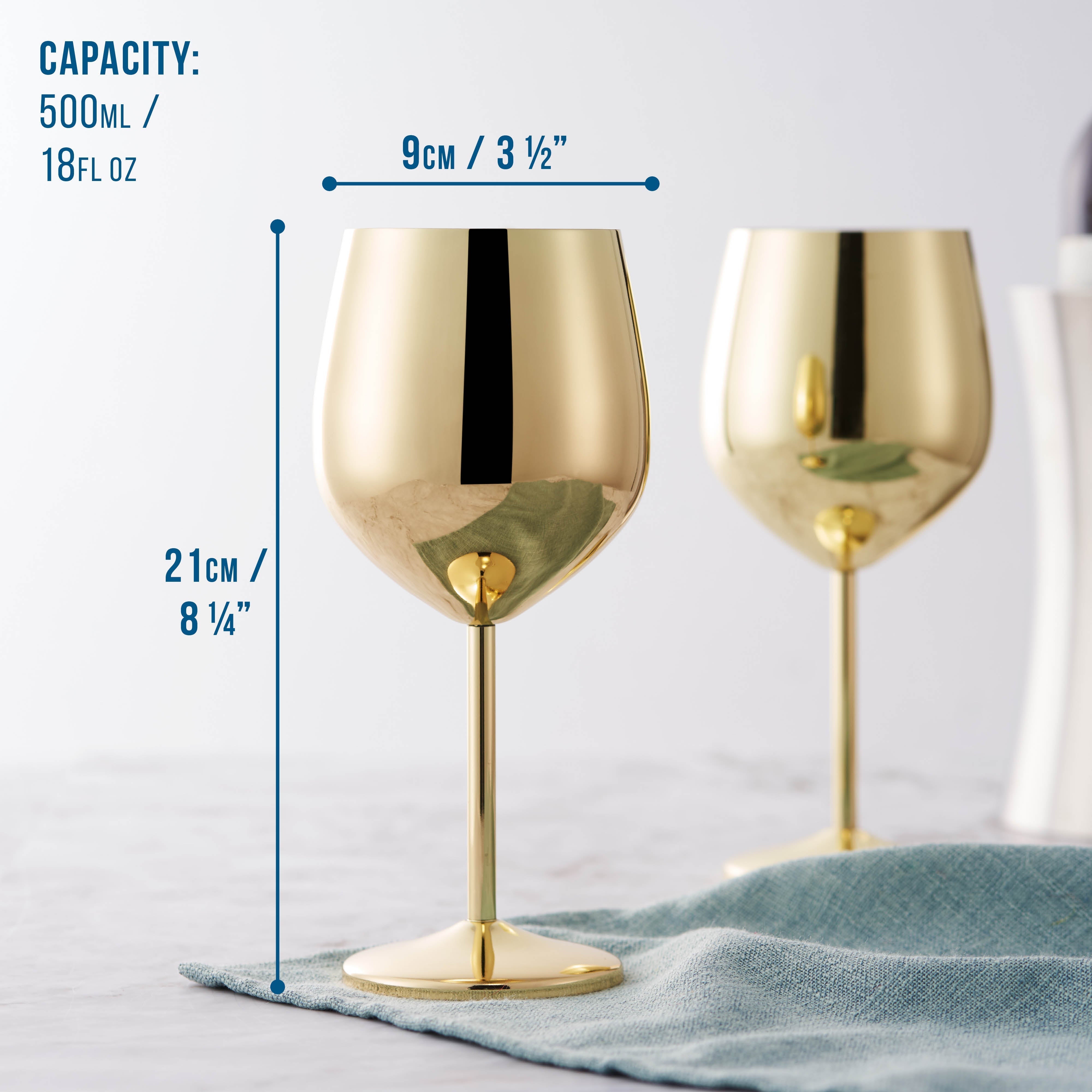 Elegant Gold Stainless Steel Wine Glasses – Shatterproof Stemmed Drinkware for Home Bars & Outdoor Parties