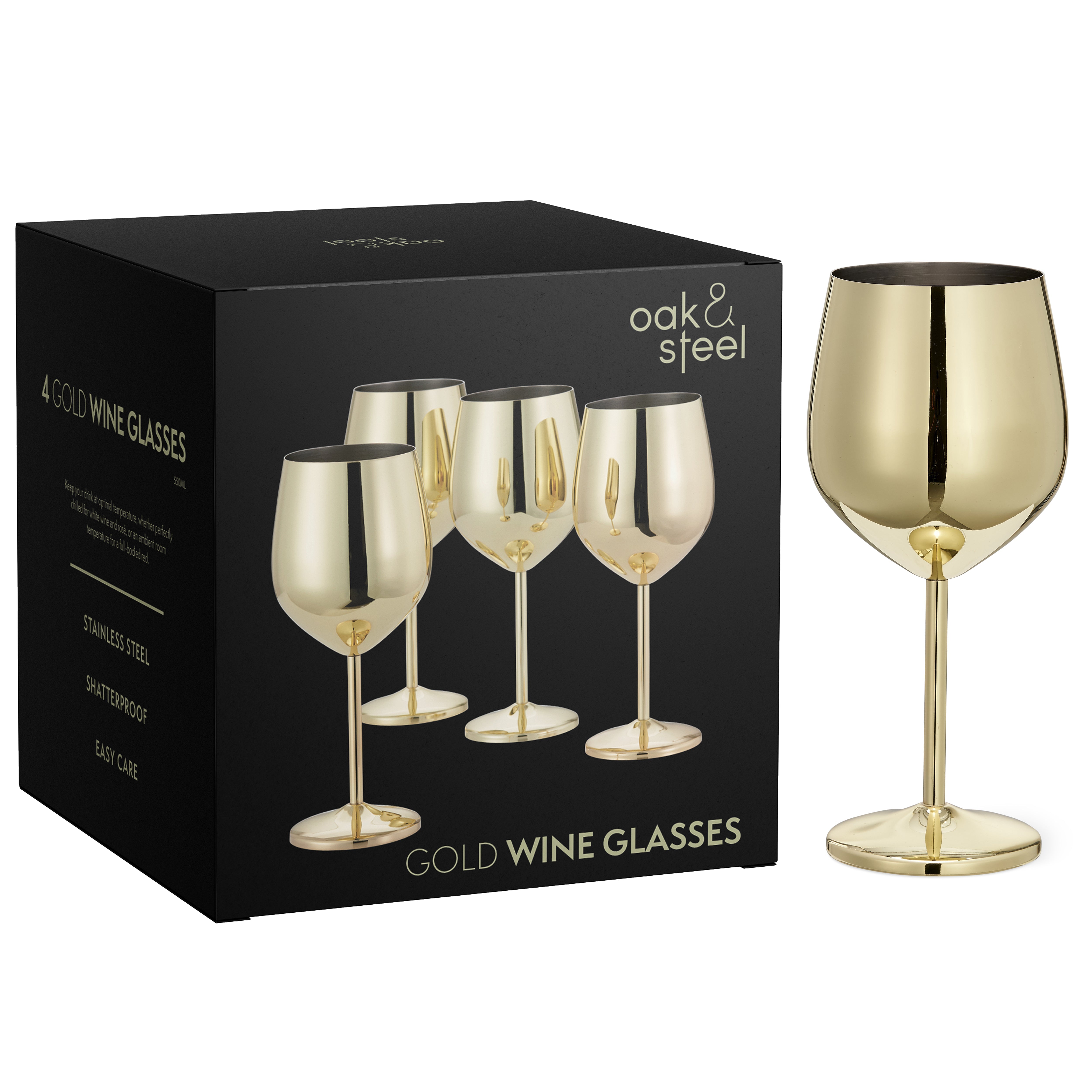 Elegant Gold Stainless Steel Wine Glasses – Shatterproof Stemmed Drinkware for Home Bars & Outdoor Parties