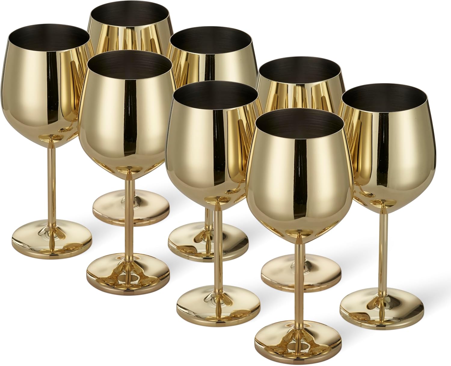 Elegant Gold Stainless Steel Wine Glasses – Shatterproof Stemmed Drinkware for Home Bars & Outdoor Parties