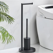 Elegant Toilet Paper Holder with Integrated Toilet Brush – Space-Saving Freestanding Stand for Modern Bathrooms