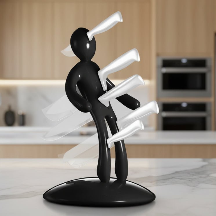 Artistic Humanoid Knife Block Organizer - Secure Freestanding Countertop Holder for Kitchen Knives and Tools