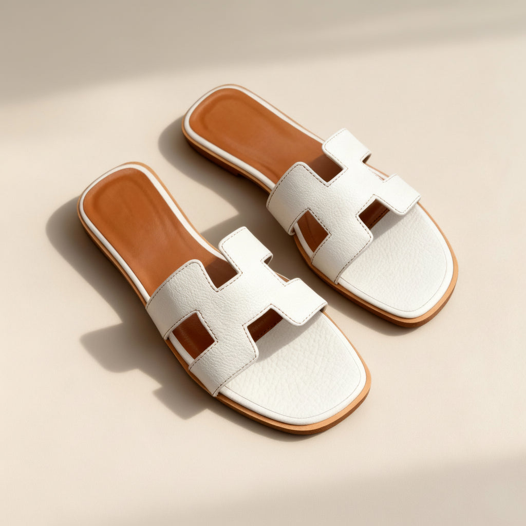 Summer Open-Toe Slide Sandals with Flat Sole – Comfortable Casual Slip-On Slides for Beach, Spa & Home