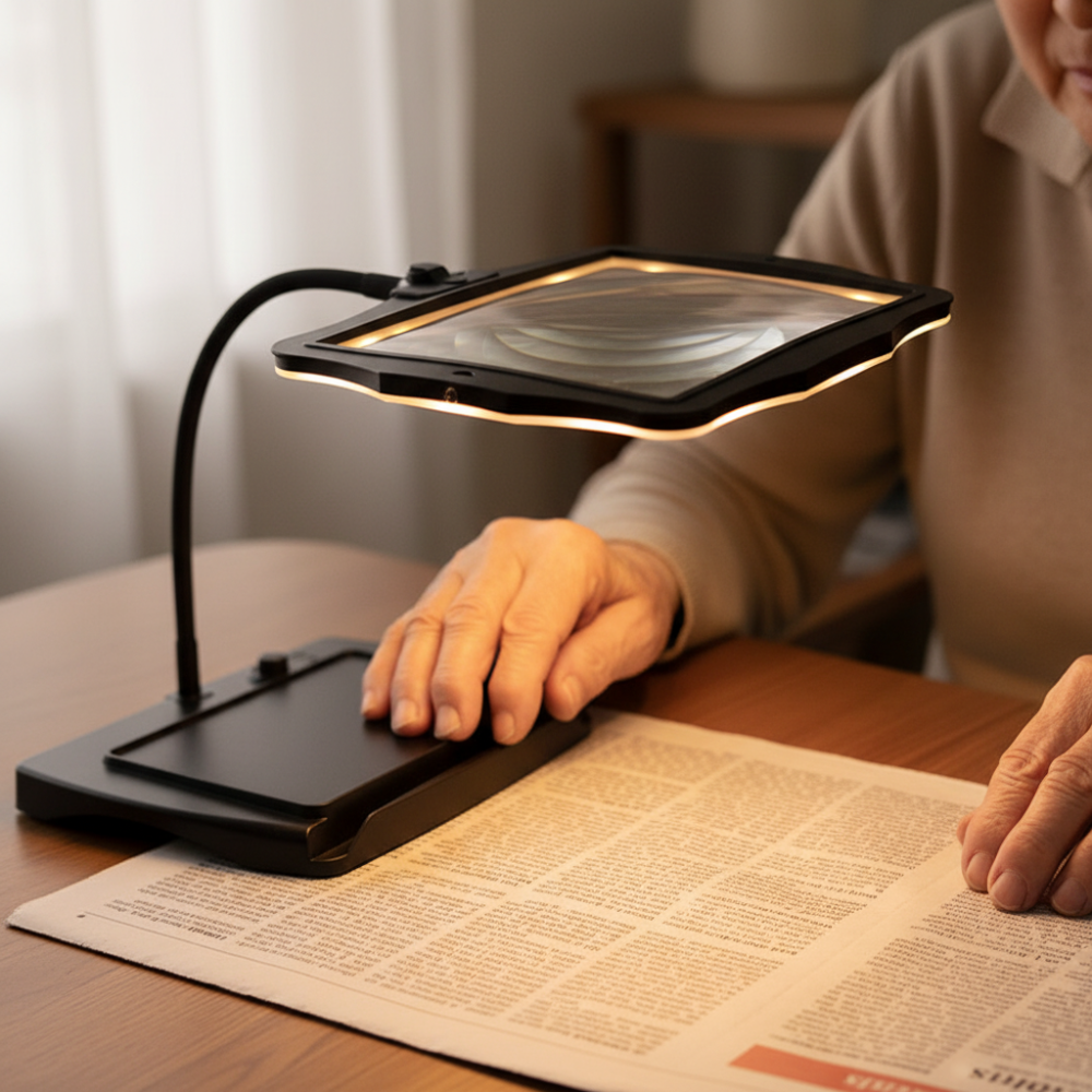 LED Floor Lamp with 3X Magnifying Glass for Reading and Crafts