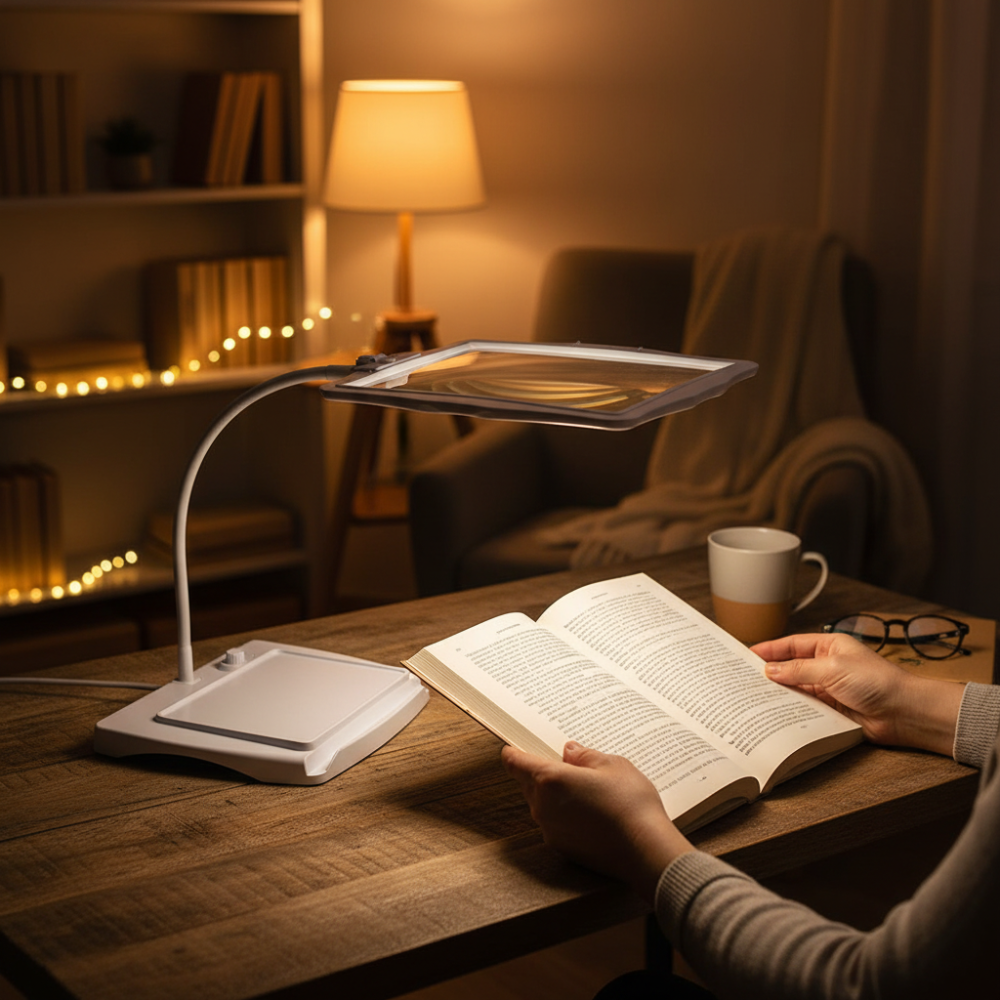 LED Floor Lamp with 3X Magnifying Glass for Reading and Crafts